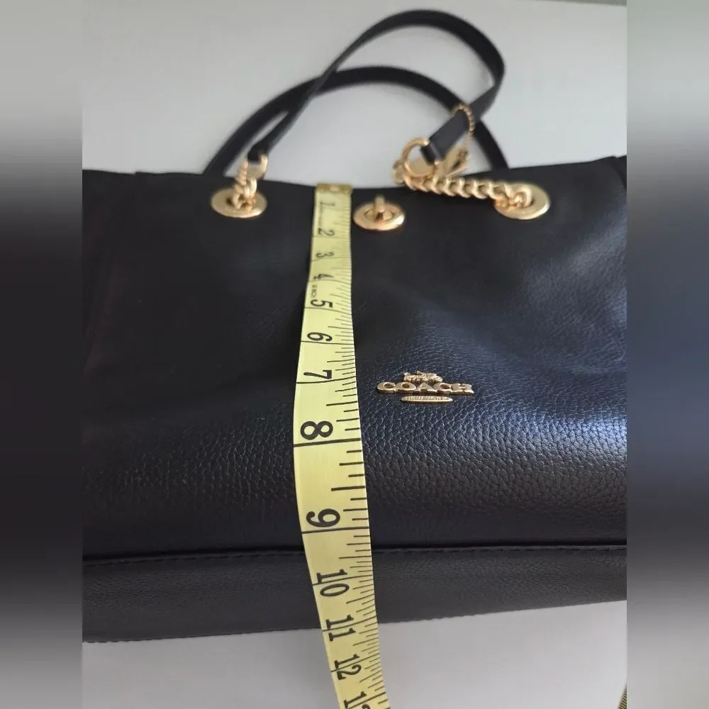 NWOT Coach Black Leather Chain Tote